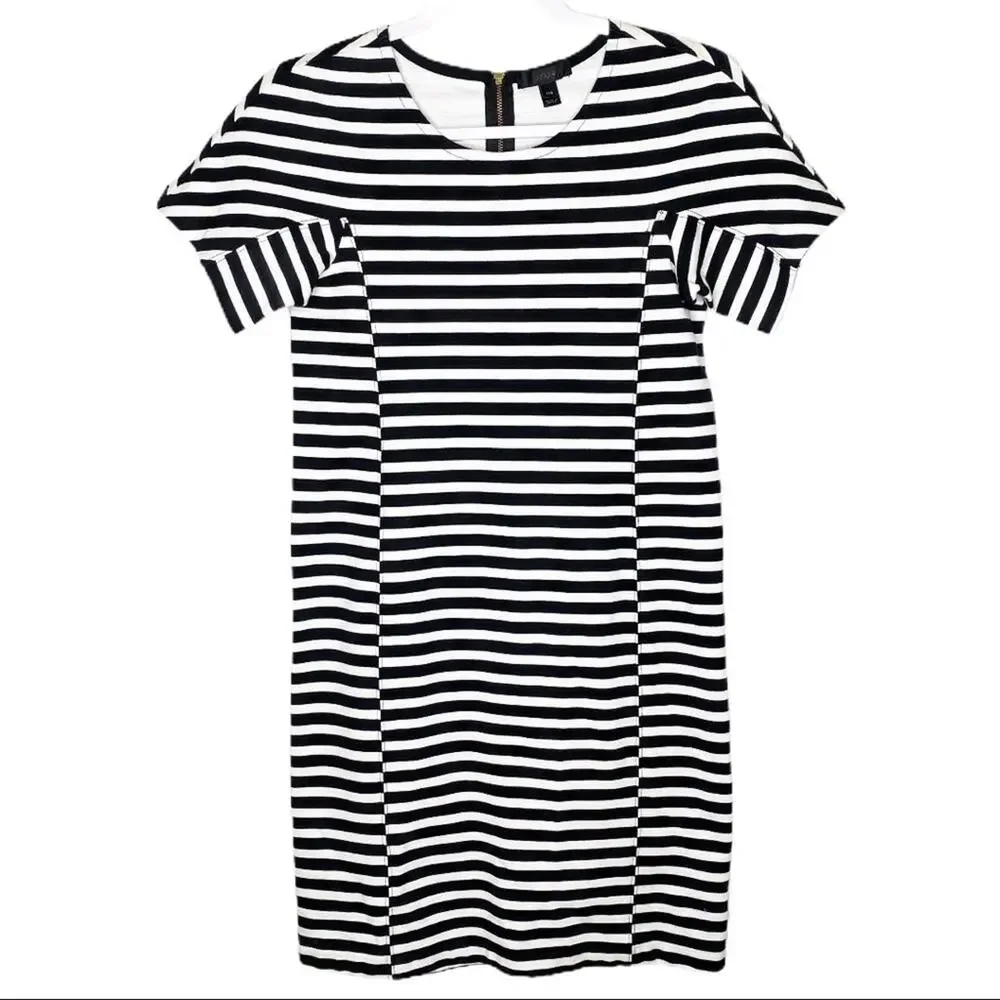 J. Crew Black and White Striped Dress XXS  | Extra Extra Small